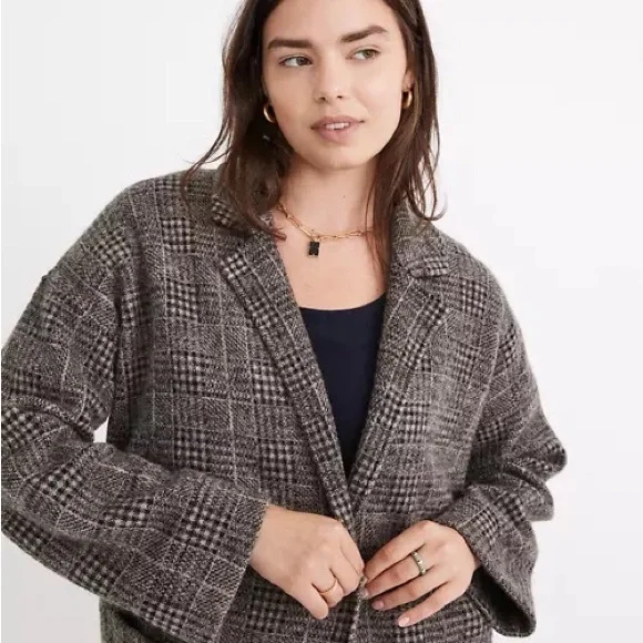 Madewell Wool Sweater Coat in Plaid - Picture 3 of 5